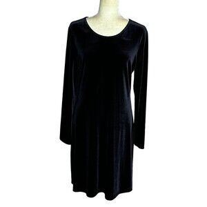 Vintage Black Velour Goth Midi Dress Whimsigoth Witchy Long Sleeve Y2K 90s
